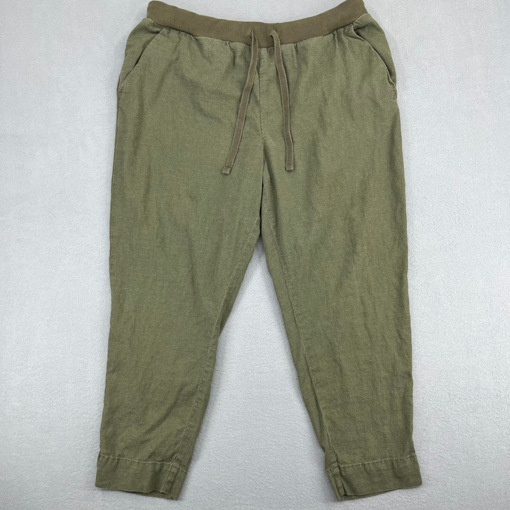 Lucky Brand Oliveโ Green Linen Blend Drawstring Jogger Pants Womens Large L/G